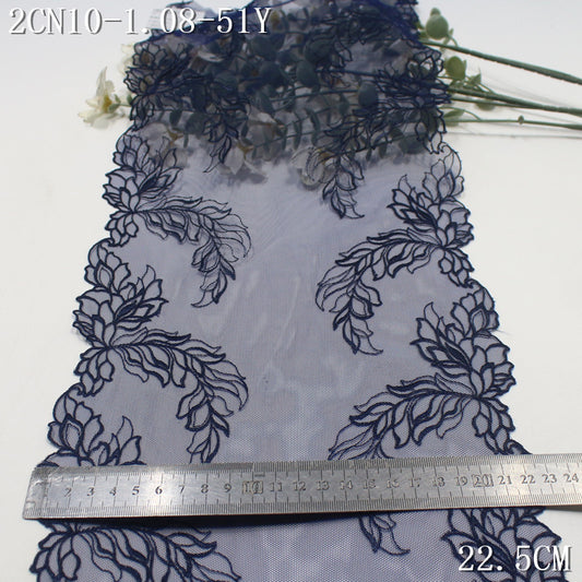 【1Pack】-Freedombeauty | Two-color mesh modern style bilateral scattered flower spikes embroidered lace 22.5cm clothing accessories