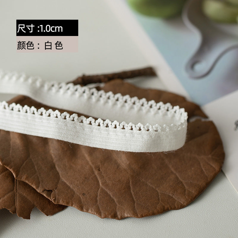 FREEDOMBEAUTY | Factory Direct 1.0CM Small Triangular Bud Elastic Lace Elastic Band, Women's Underwear Embossing Decorative Bud Belt