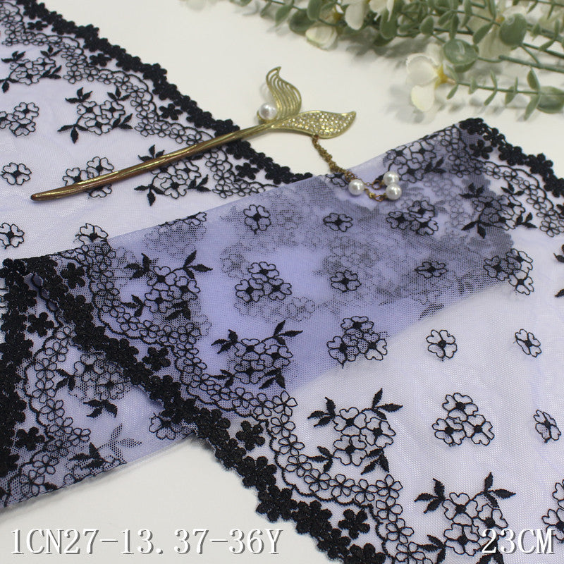 FREEDOMBEAUTY | Light purple mesh embroidered lace double-sided floral 23cm dress wedding dress DIY lace lace accessories