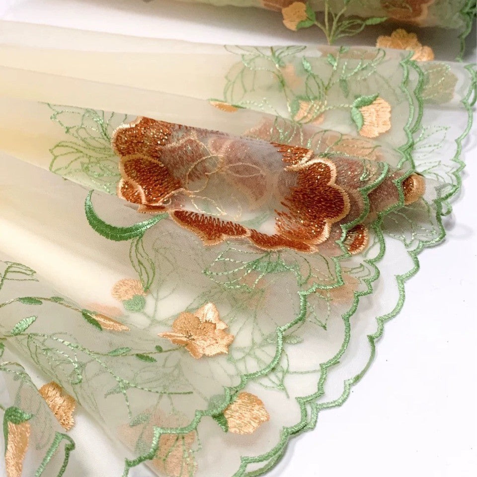 FREEDOMBEAUTY | Spot bright gold thread embroidery mesh lace accessories decoration DIY design clothing