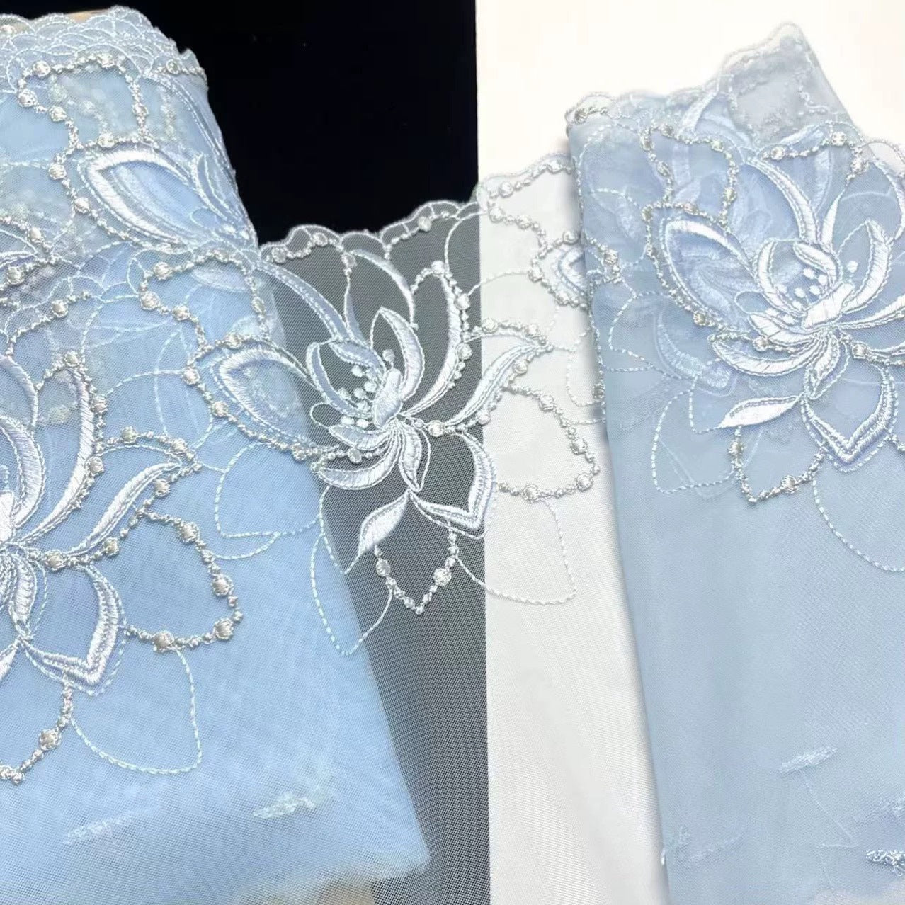 FREEDOMBEAUTY | Spot heavy industry three-dimensional chain beads water-soluble embroidery mesh lace accessories decorative design DIY clothing