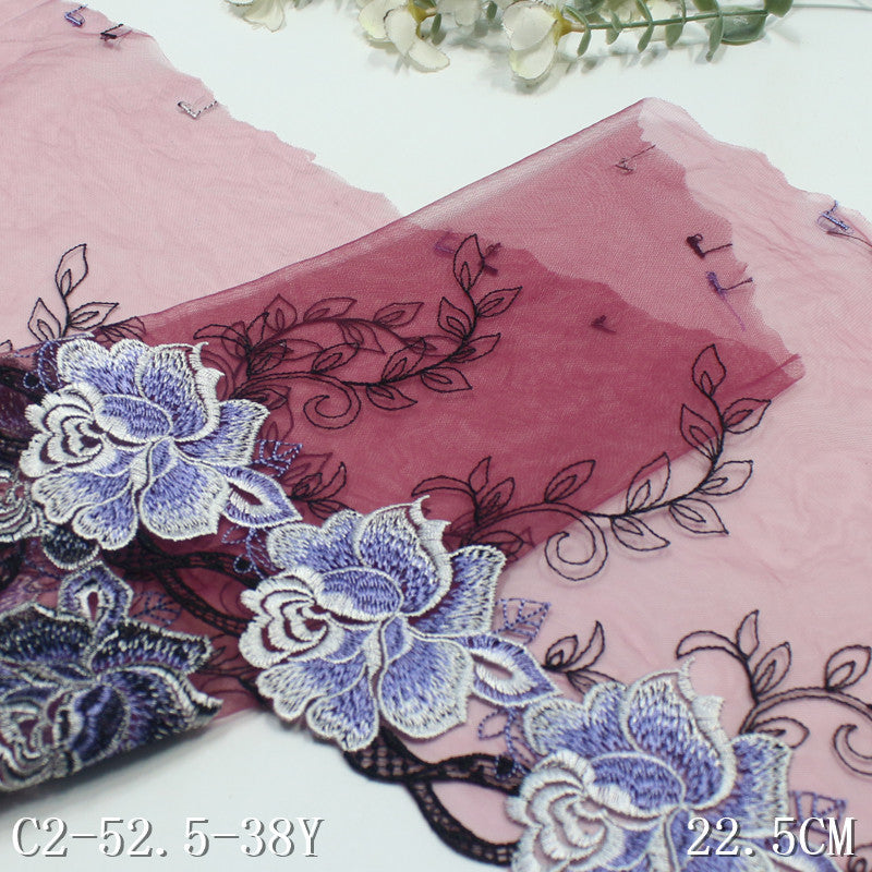 FREEDOMBEAUTY | Mesh embroidery lace classical exquisite two-color flower, clothing underwear home lace accessories