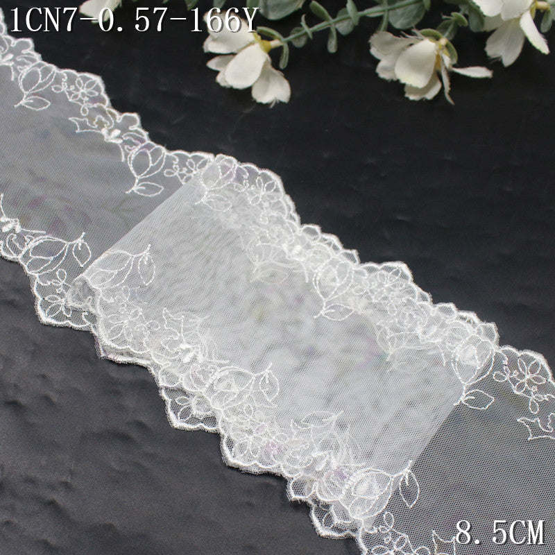 FREEDOMBEAUTY | [1Pack] Fresh printing mesh yarn bilateral flower embroidery lace 23cm skirt clothing DIY decorative lace accessories