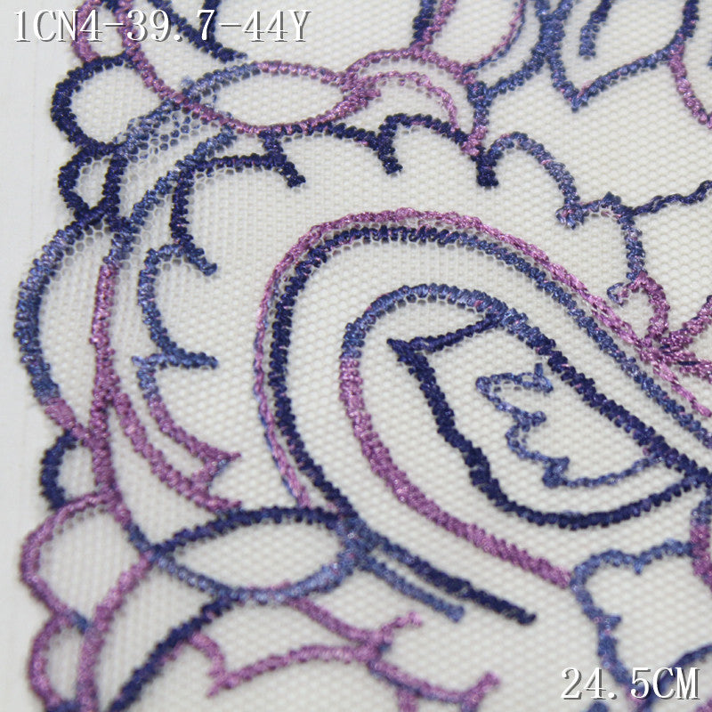 【1Pack】-Freedombeauty | European and American personalized multi-color combination stroke pattern mesh embroidery lace 24.5cm fashion jewelry accessories