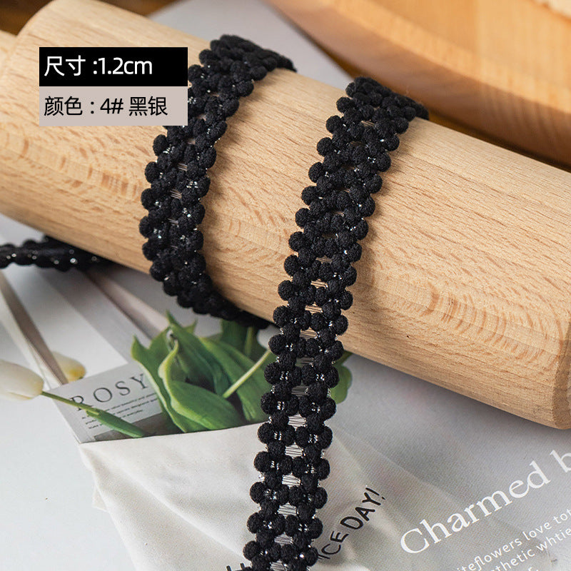FREEDOMBEAUTY | Factory direct 1.2CM double hairball gold and silver wire elastic fish silk shoulder strap, handmade DIY vest women's elastic band