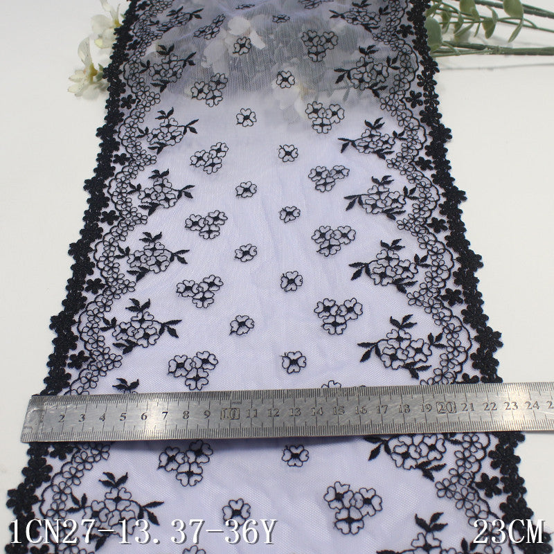 FREEDOMBEAUTY | Light purple mesh embroidered lace double-sided floral 23cm dress wedding dress DIY lace lace accessories