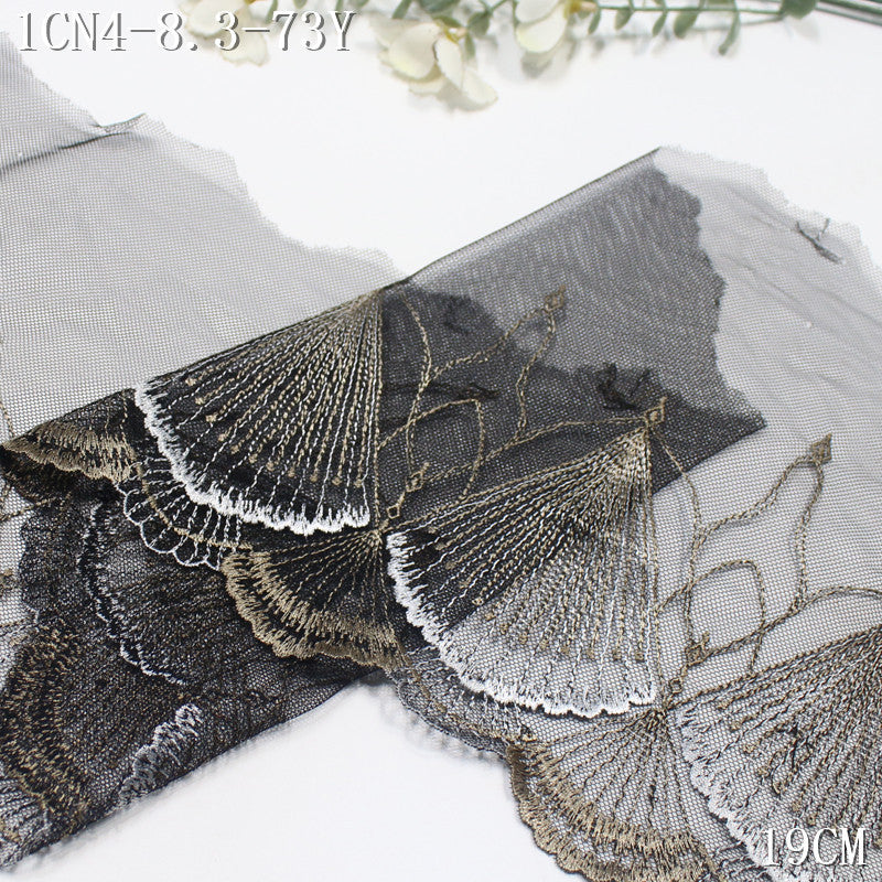 FREEDOMBEAUTY | [1pack] Three-color mesh fashion fan leaf texture embroidery lace 23cm clothing underwear skirt lace accessories