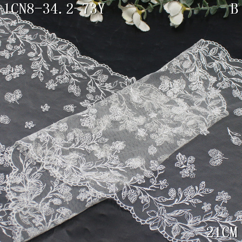 FREEDOMBEAUTY | [1Pack] This white simple flower cluster light mesh embroidery lace, dress wedding dress DIY lace lace accessories