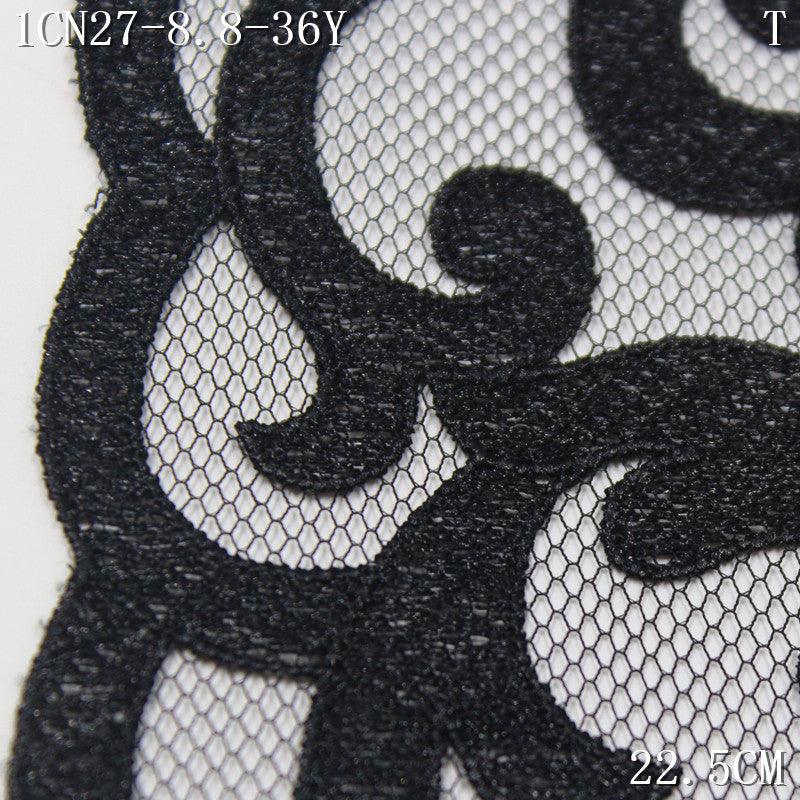 FREEDOMBEAUTY | Spot black Chinese retro roll grass pattern mesh embroidered lace, clothing underwear nightgown lace accessories