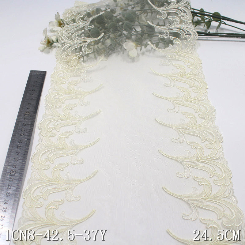 FREEDOMBEAUTY | [1pack] Light mesh embroidery lace elegant bilateral curl grass pattern, underwear tube top home textile lace accessories