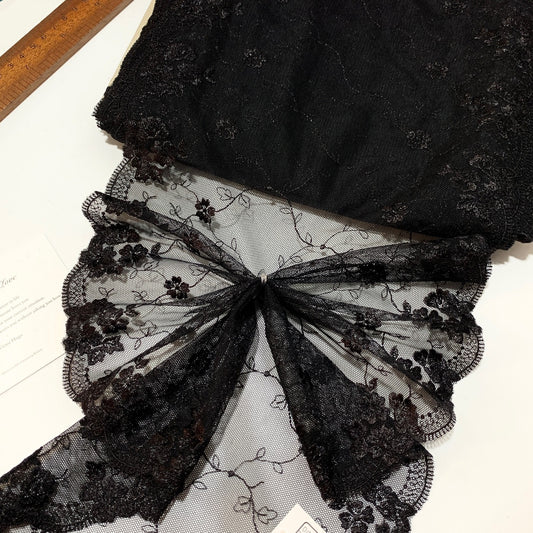 FREEDOMBEAUTY | Spot black and gray bilateral mesh embroidery lace accessories DIY design clothing fabric
