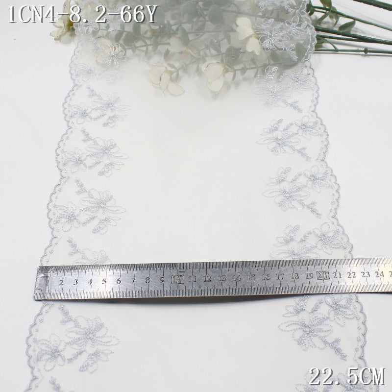 FREEDOMBEAUTY | [1Pack] Off-white bilateral simple and exquisite small flower mesh yarn embroidered lace 22cm skirt dress lace accessories