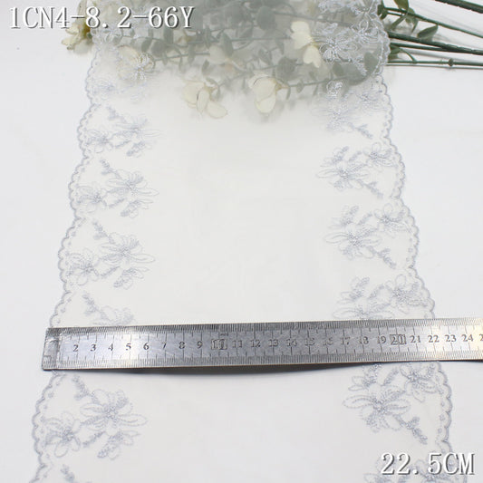 FREEDOMBEAUTY | [1Pack] Off-white bilateral simple and exquisite small flower mesh yarn embroidered lace 22cm skirt dress lace accessories