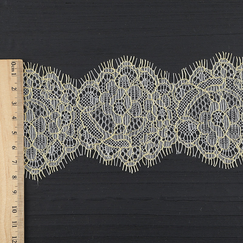 FREEDOMBEAUTY | [no- stretch] Gold thread eyelash lace, nylon silk elastic lace edge, high-end lace accessories for home textile clothing