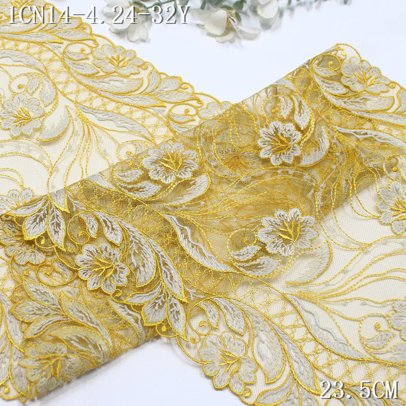 FREEDOMBEAUTY | [1Pack] Luxury retro gold thread flower mesh embroidery lace, dress home curtains dress lace accessories