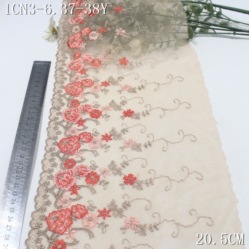FREEDOMBEAUTY | Skin tone soft mesh embroidery orange fine embroidery small flower 20.5cm cheongsam ancient rhyme clothing DIY accessories