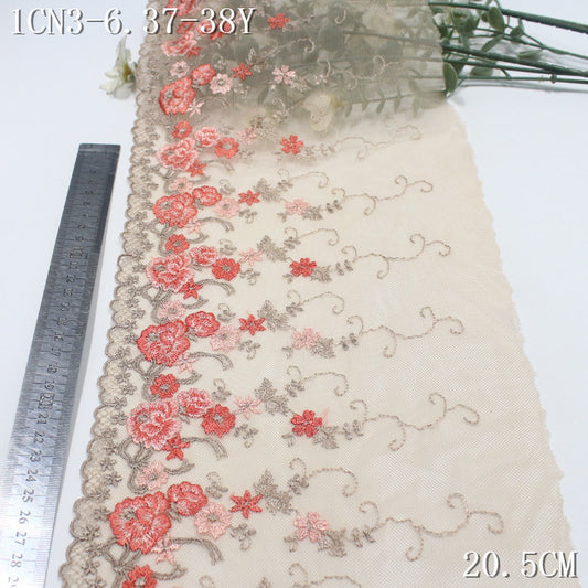 FREEDOMBEAUTY | Skin tone soft mesh embroidery orange fine embroidery small flower 20.5cm cheongsam ancient rhyme clothing DIY accessories