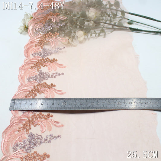 FREEDOMBEAUTY | Vintage flower branch dot three-color mesh embroidery lace, dress skirt home lace accessories