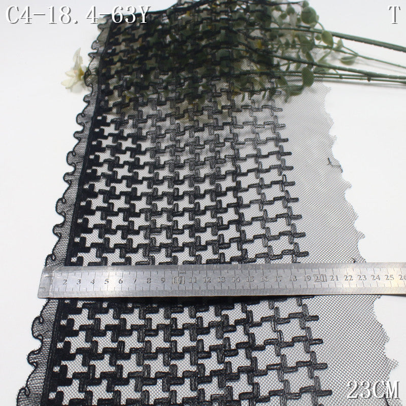 FREEDOMBEAUTY | Spot wholesale black mesh small fragrant wind thousand bird grid embroidery lace, clothing shawl curtain lace accessories DIY