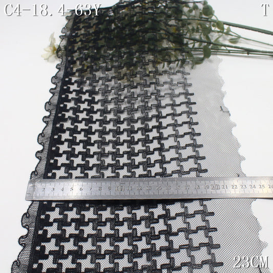 FREEDOMBEAUTY | Spot wholesale black mesh small fragrant wind thousand bird grid embroidery lace, clothing shawl curtain lace accessories DIY