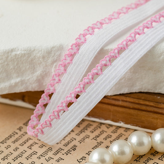 FREEDOMBEAUTY | Factory Direct 1.0CM Pink Peach Heart Nylon Bud Belt White Spot, Underwear Clothing Decoration Elastic Band