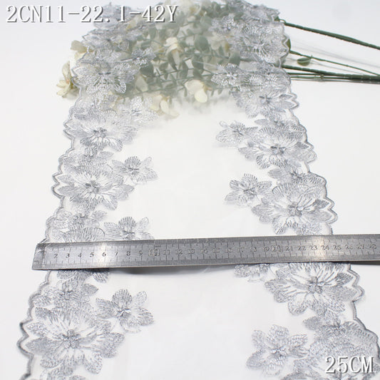 FREEDOMBEAUTY | Classic two-color bilateral flower light mesh embroidery lace 25cm clothing home lace accessories