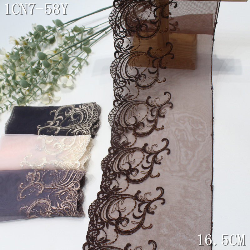 FREEDOMBEAUTY | [1Pack] Silver thread water-soluble embroidery lace roll pattern 22cm clothing home textile lace accessories DIY