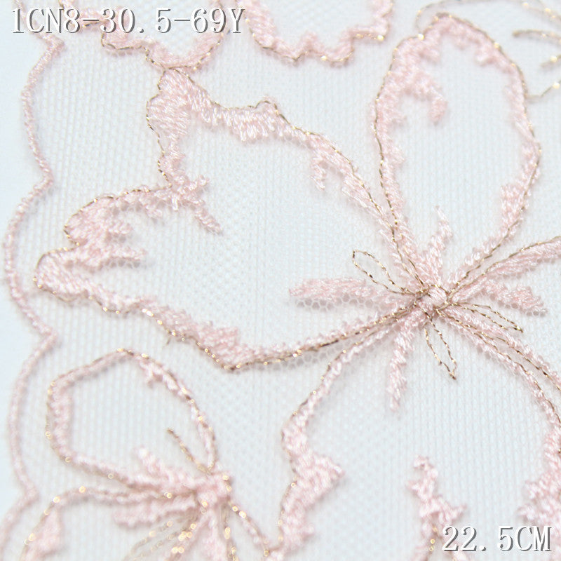 FREEDOMBEAUTY | [1Pack] Simple and beautiful silver thread flower light mesh embroidery lace, wedding dress decorative lace accessories DIY