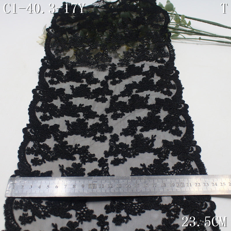 FREEDOMBEAUTY | Fashion mesh embroidery lace black full pattern 23.5cm skirt decoration clothing lace accessories
