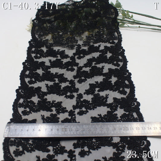 FREEDOMBEAUTY | Fashion mesh embroidery lace black full pattern 23.5cm skirt decoration clothing lace accessories