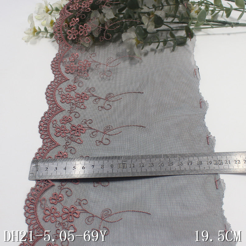 FREEDOMBEAUTY | Multi-color mesh unilateral French flower embroidery lace, clothing home textile 19cm lace accessories