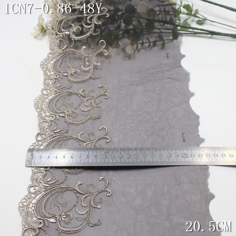 FREEDOMBEAUTY | [1Pack] Silver thread water-soluble embroidery lace roll pattern 22cm clothing home textile lace accessories DIY