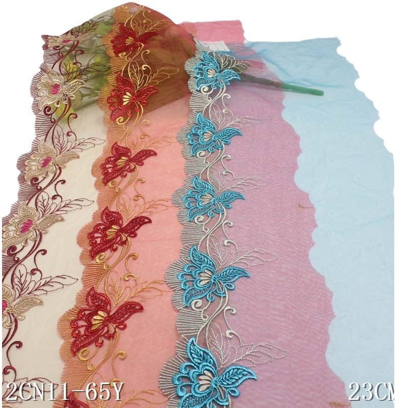 FREEDOMBEAUTY | Three-color mesh delicate butterfly flower embroidered lace, classical clothing curtain sofa cushion lace accessories