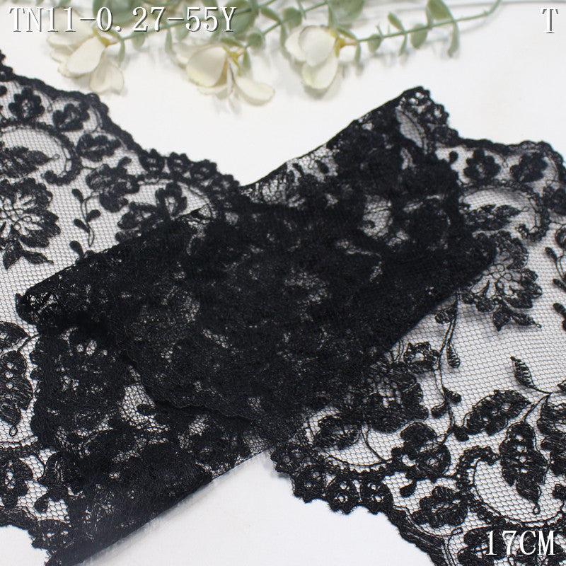FREEDOMBEAUTY | [1Pack] Retro light mesh yarn bilateral flower embroidery lace 24cm clothing cheongsam home soft decoration lace accessories