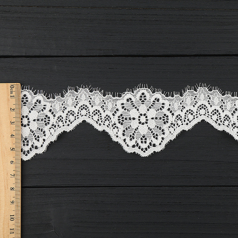 FREEDOMBEAUTY | [stretch] White hollow lace lace accessories, wavy lace edges, small fresh clothing home textile elastic lace accessories