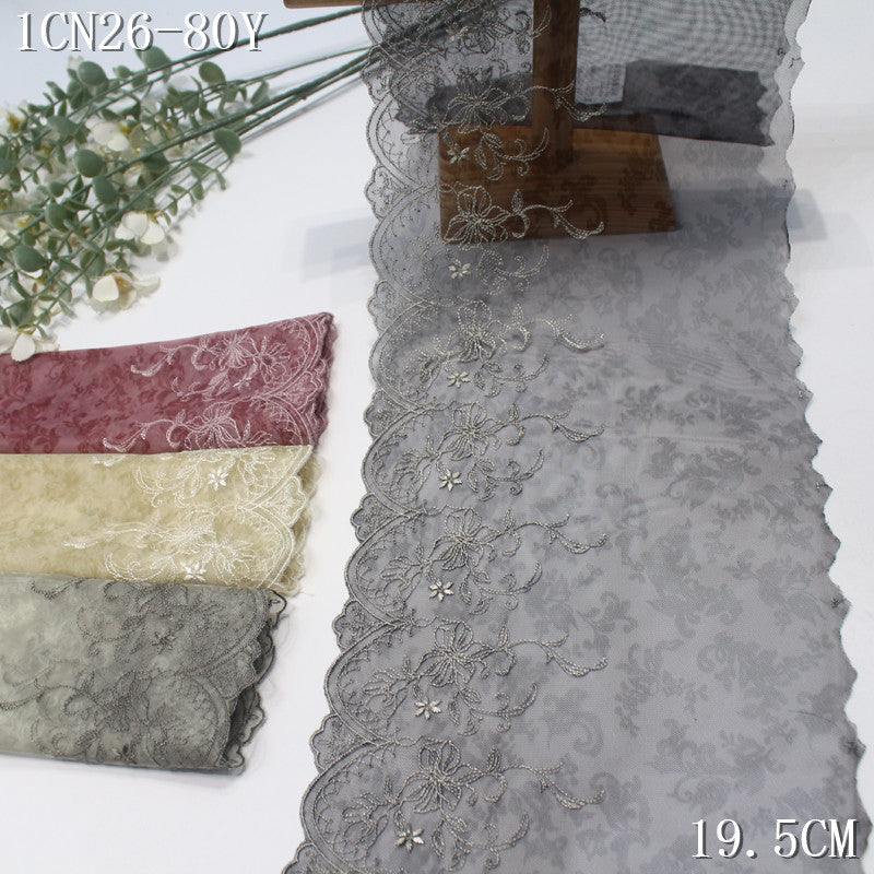FREEDOMBEAUTY | [1Pack] Three-color printing mesh yarn embroidery lace classical pattern 23cm Hanfu ancient clothing fabric lace accessories DIY