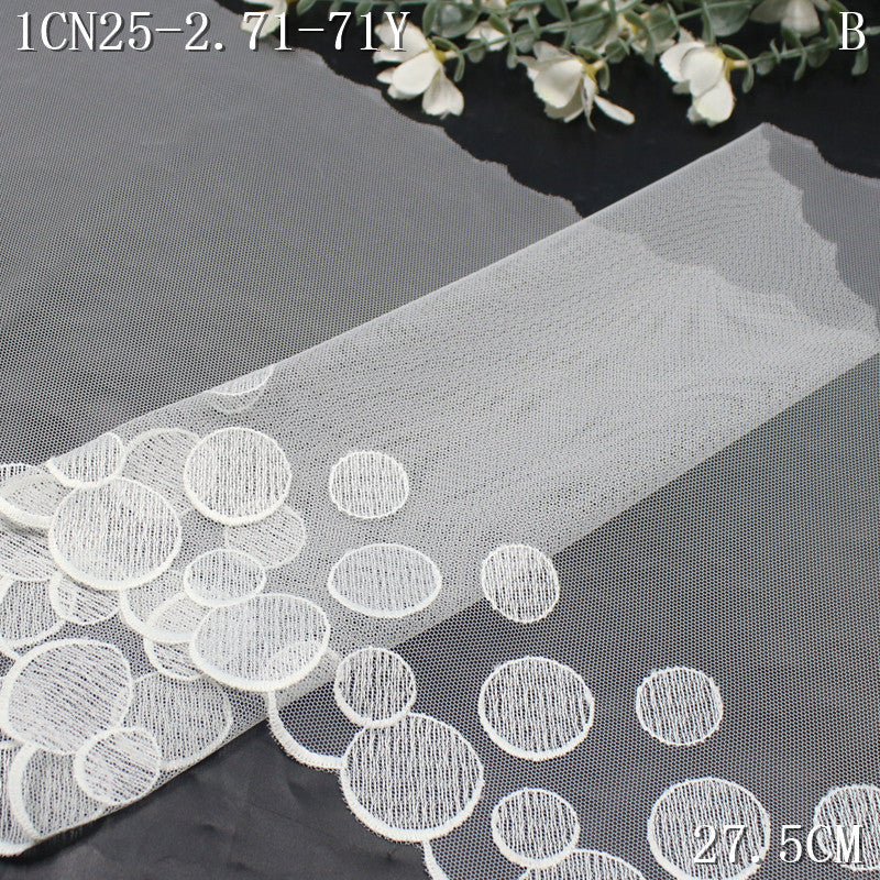 FREEDOMBEAUTY | [1Pack] Simple and stylish bilateral round pattern mesh embroidery lace 20cm decoration jewelry lace accessories