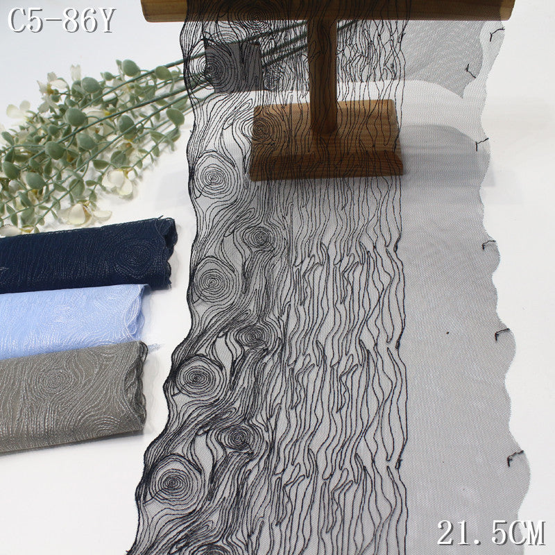 FREEDOMBEAUTY | Four-color light mesh embroidered lace tree ring pattern, design clothing accessories lace accessories