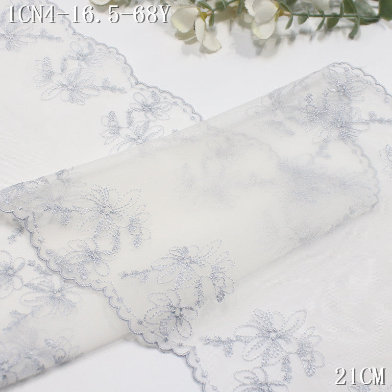 FREEDOMBEAUTY | [1Pack] Off-white bilateral simple and exquisite small flower mesh yarn embroidered lace 22cm skirt dress lace accessories