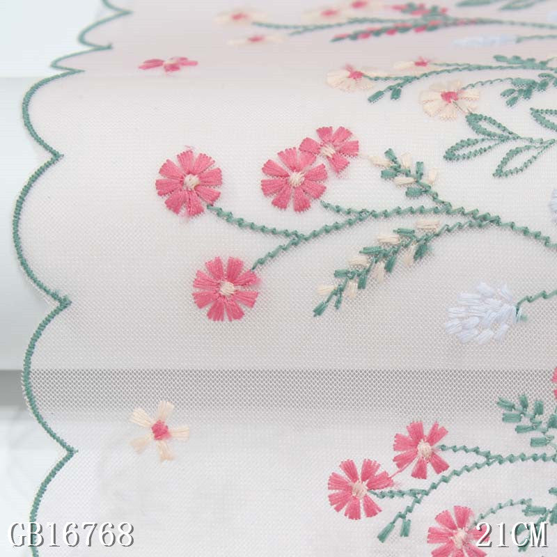 FREEDOMBEAUTY | Light pink boutique mesh yarn Japanese small flower embroidery lace 22cm small suspender skirt jewelry DIY accessories