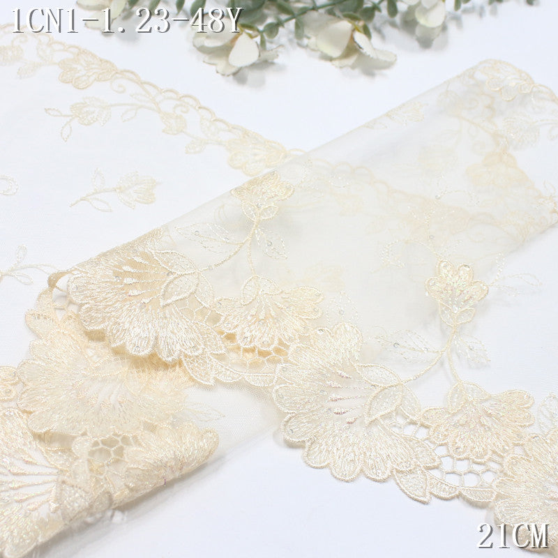 FREEDOMBEAUTY |  multi-color water-soluble embroidery lace exquisite sequined silver thread flowers, skirt wedding dress DIY lace accessories