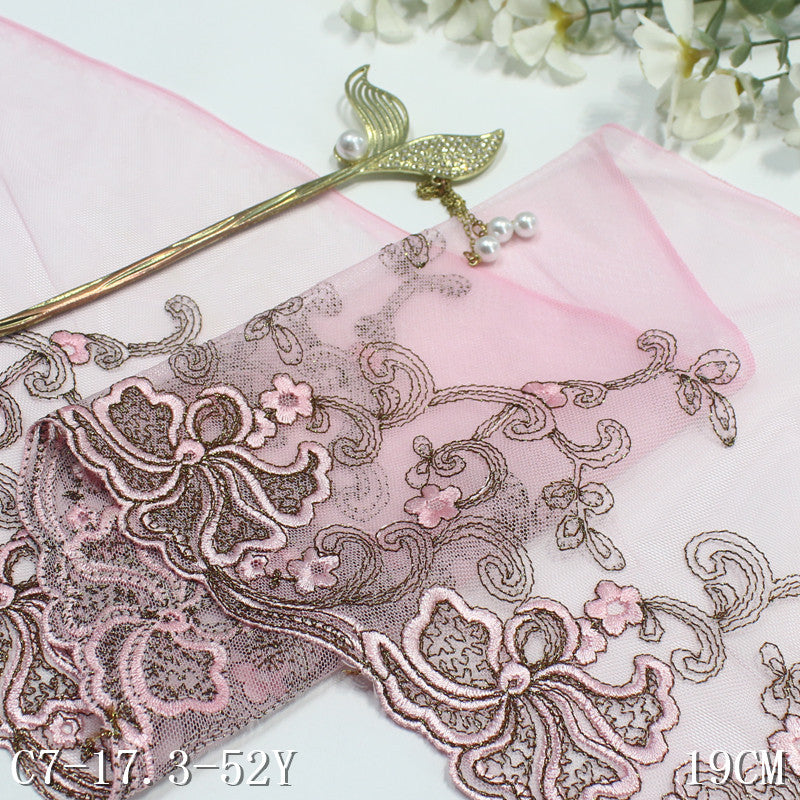 FREEDOMBEAUTY | Ethnic style gold thread exquisite flower mesh embroidery lace, curtain sofa cushion lace accessories