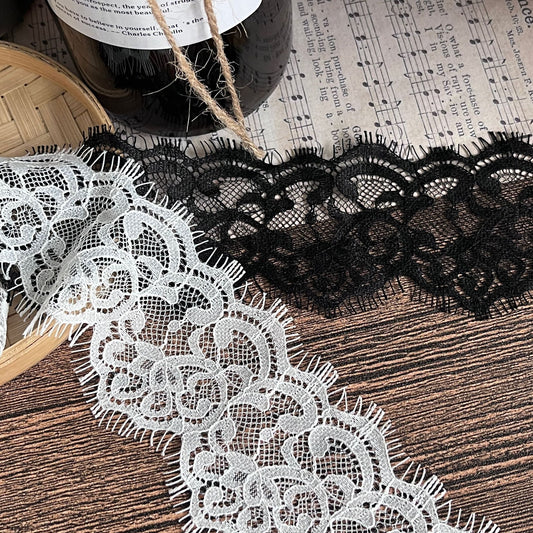 FREEDOMBEAUTY | Factory direct 8cm lace webbing decorative jewelry DIY handmade material cloth belt black and white clothing accessories
