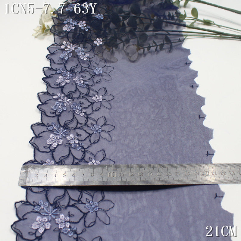 FREEDOMBEAUTY | Navy blue classic flower bloom mesh embroidery lace, clothing skirt hair band lace accessories