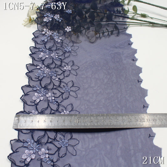 FREEDOMBEAUTY | Navy blue classic flower bloom mesh embroidery lace, clothing skirt hair band lace accessories