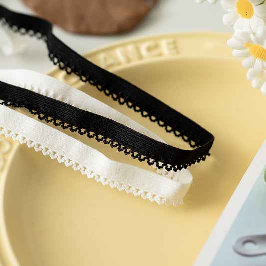 FREEDOMBEAUTY | Factory Direct 1.0CM Small Triangular Bud Elastic Lace Elastic Band, Women's Underwear Embossing Decorative Bud Belt