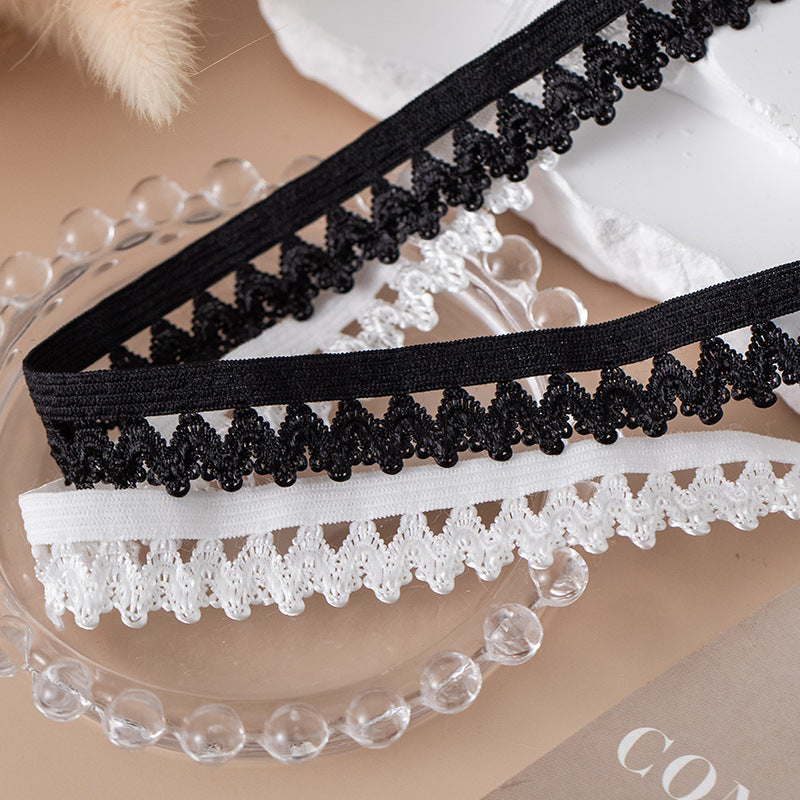 FREEDOMBEAUTY | Factory direct 1.6CM big crown elastic flower bud elastic band black and white spot women's underwear elastic webbing