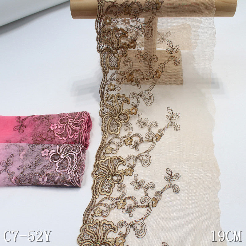 FREEDOMBEAUTY | Ethnic style gold thread exquisite flower mesh embroidery lace, curtain sofa cushion lace accessories