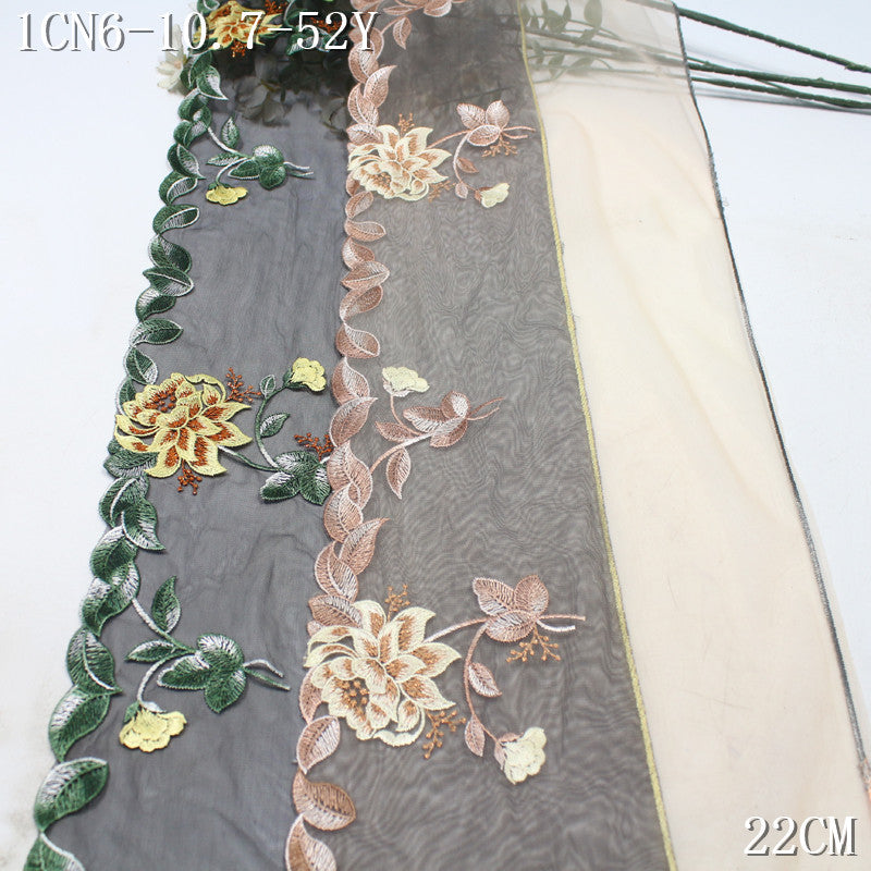 FREEDOMBEAUTY | Classical two-color gradual change silver thread flower mesh embroidery lace, dress skirt underwear lace accessories
