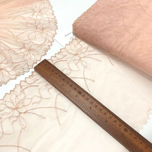 FREEDOMBEAUTY | In Stock Champagne Pink Sparkling Vintage Embroidered Mesh Lace Accessories DIY Decorative Design